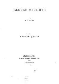 George Meredith. A Study - Hannah Lynch