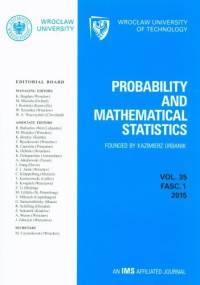 Probability and mathematical statistics vol. 35 fasc.1 2015 - Kazimierz Urbanik