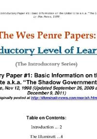 Introductory Level Of Learning. The Global Elite Aka The Shadow Government - Wes Penre